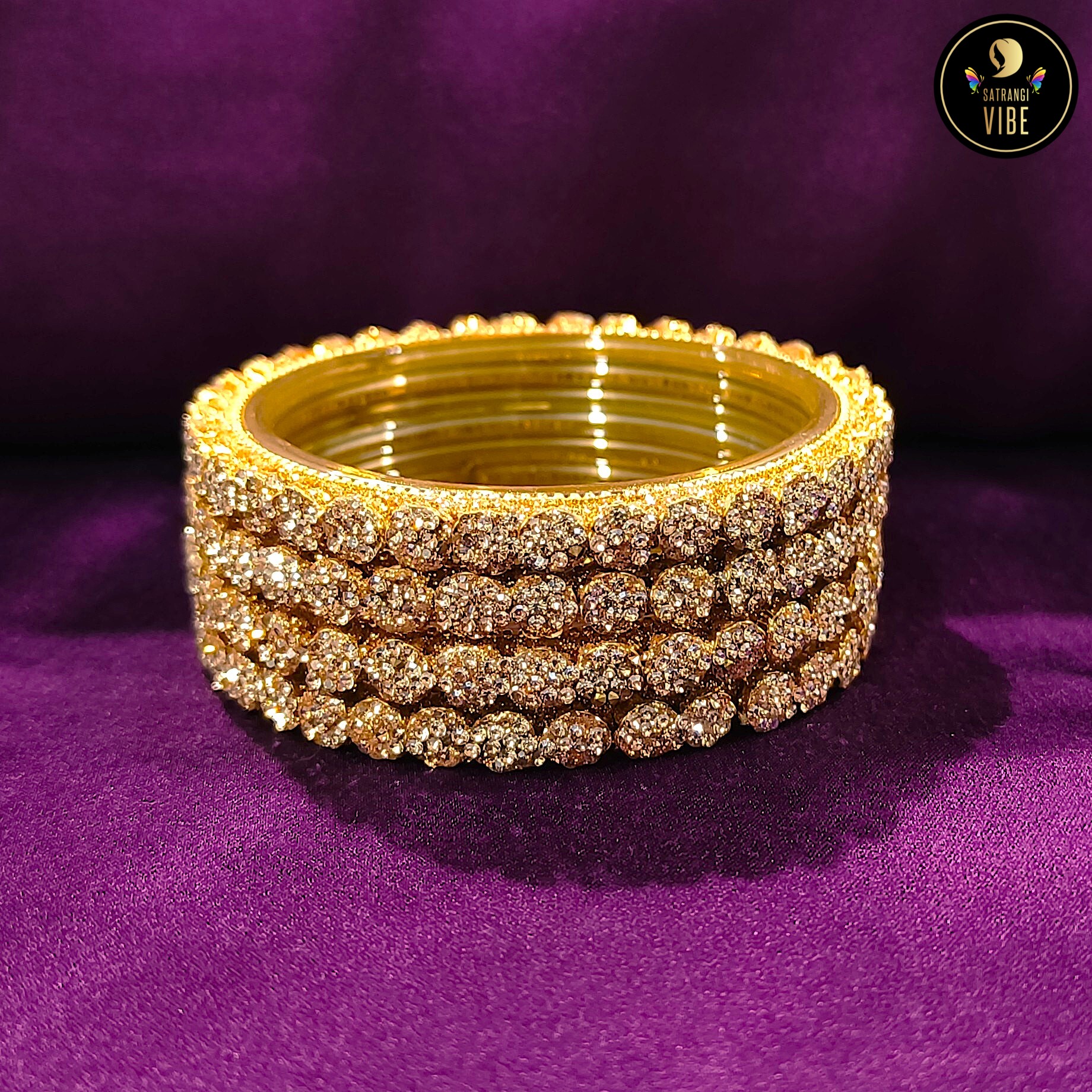 Golden Set of 4 Zircon Bangles