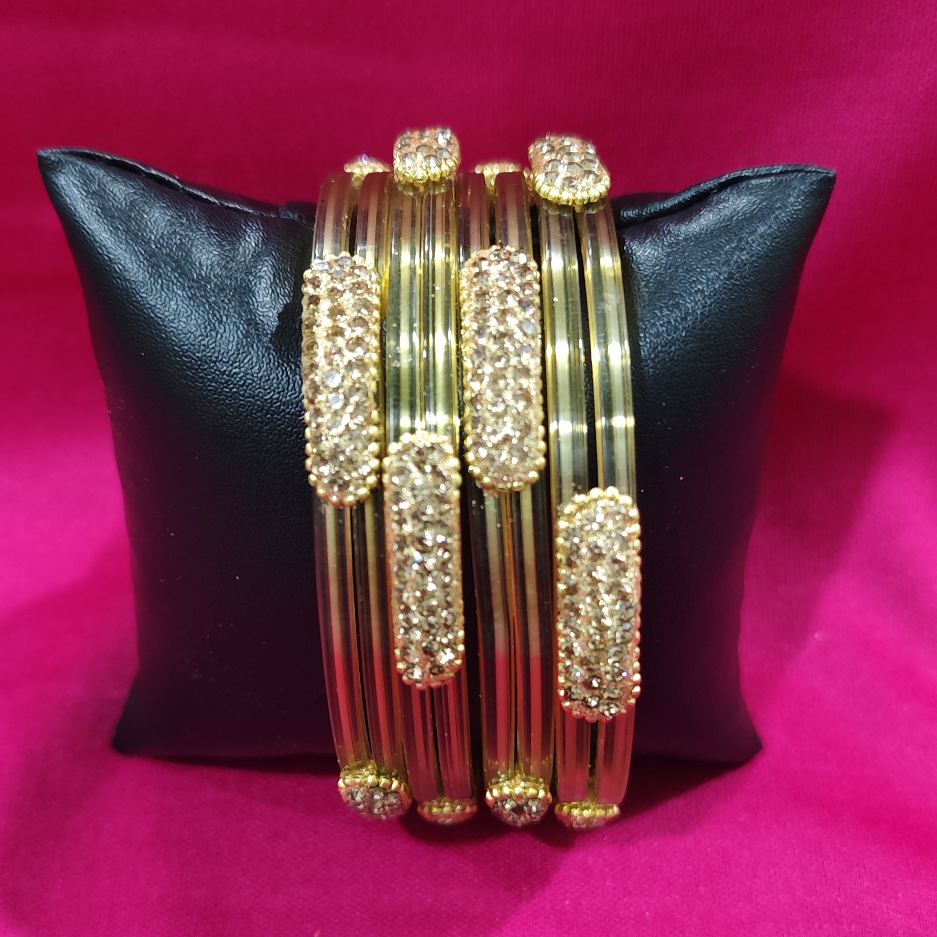 Golden Sparkling Glass Bangles - Image 3