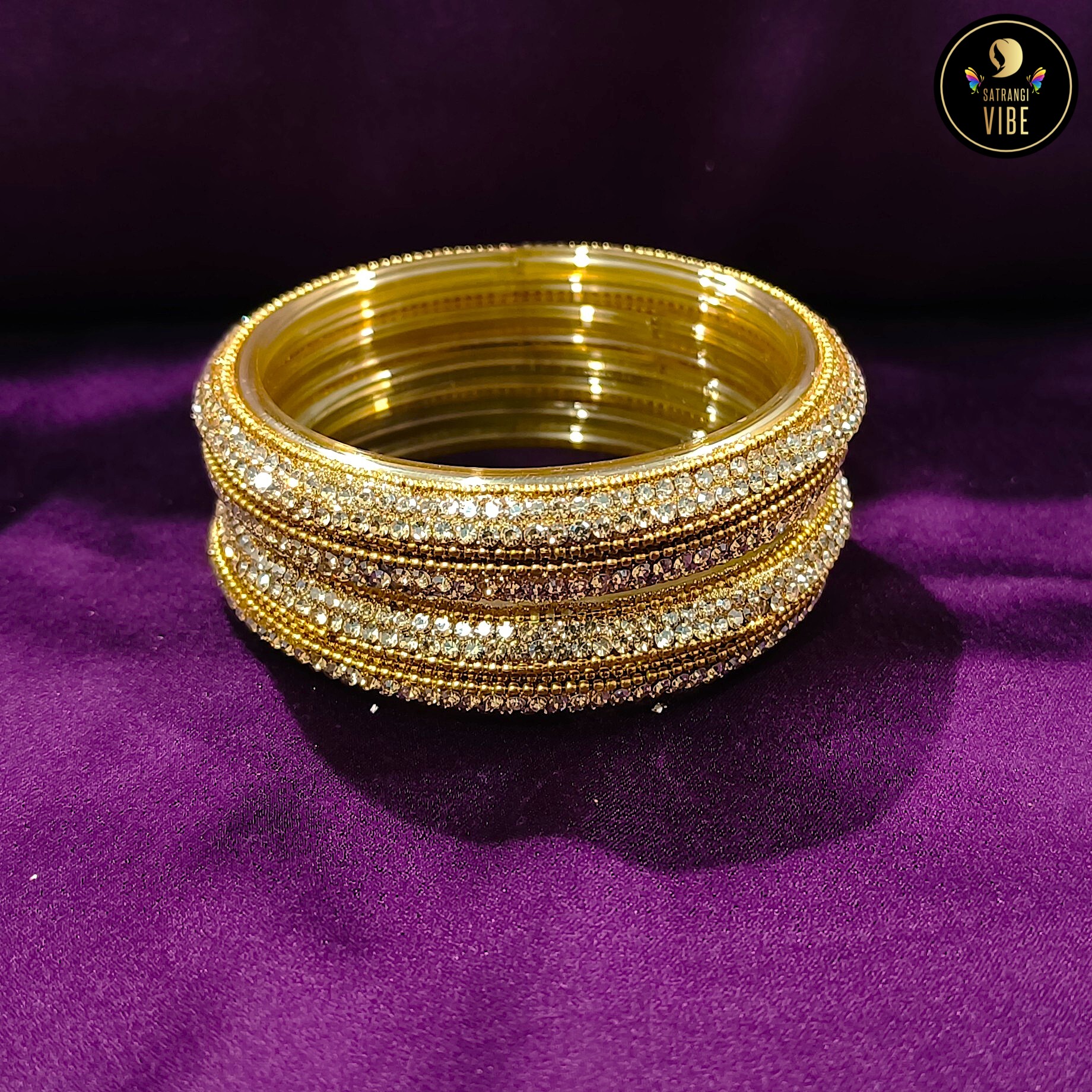 Golden Set of 4 Golden Zircon Bangles