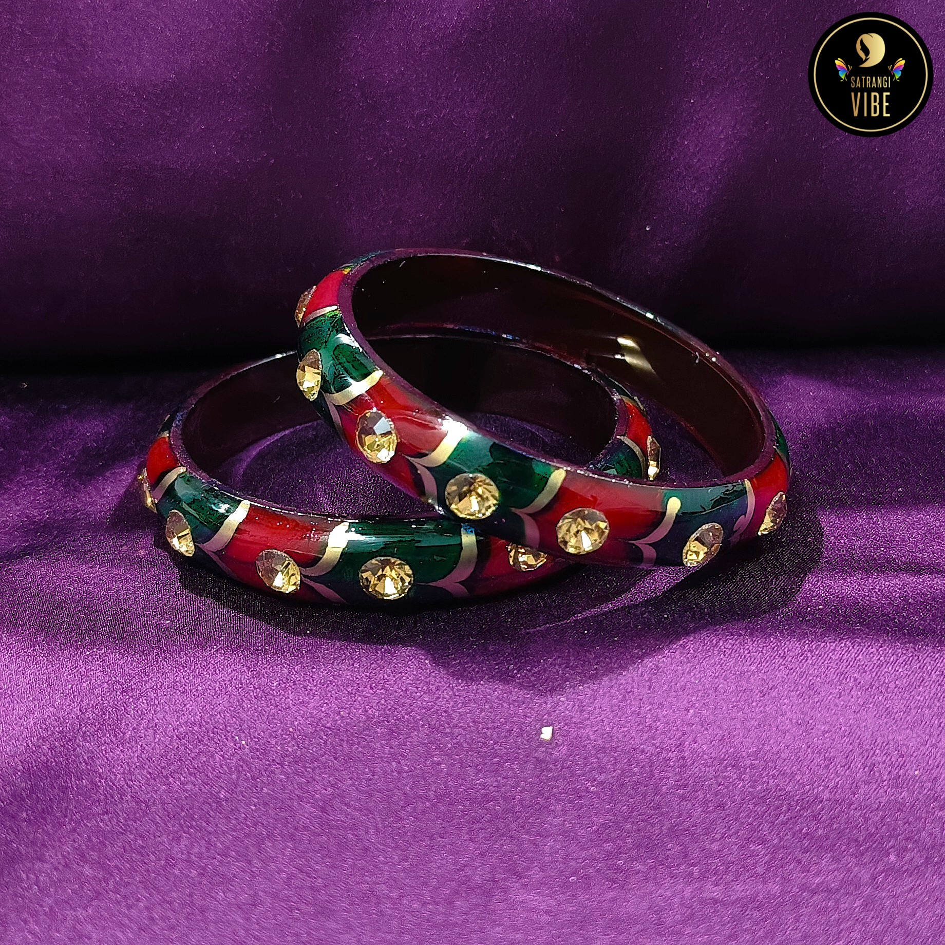 Green Red Zircon Bangles - Image 2