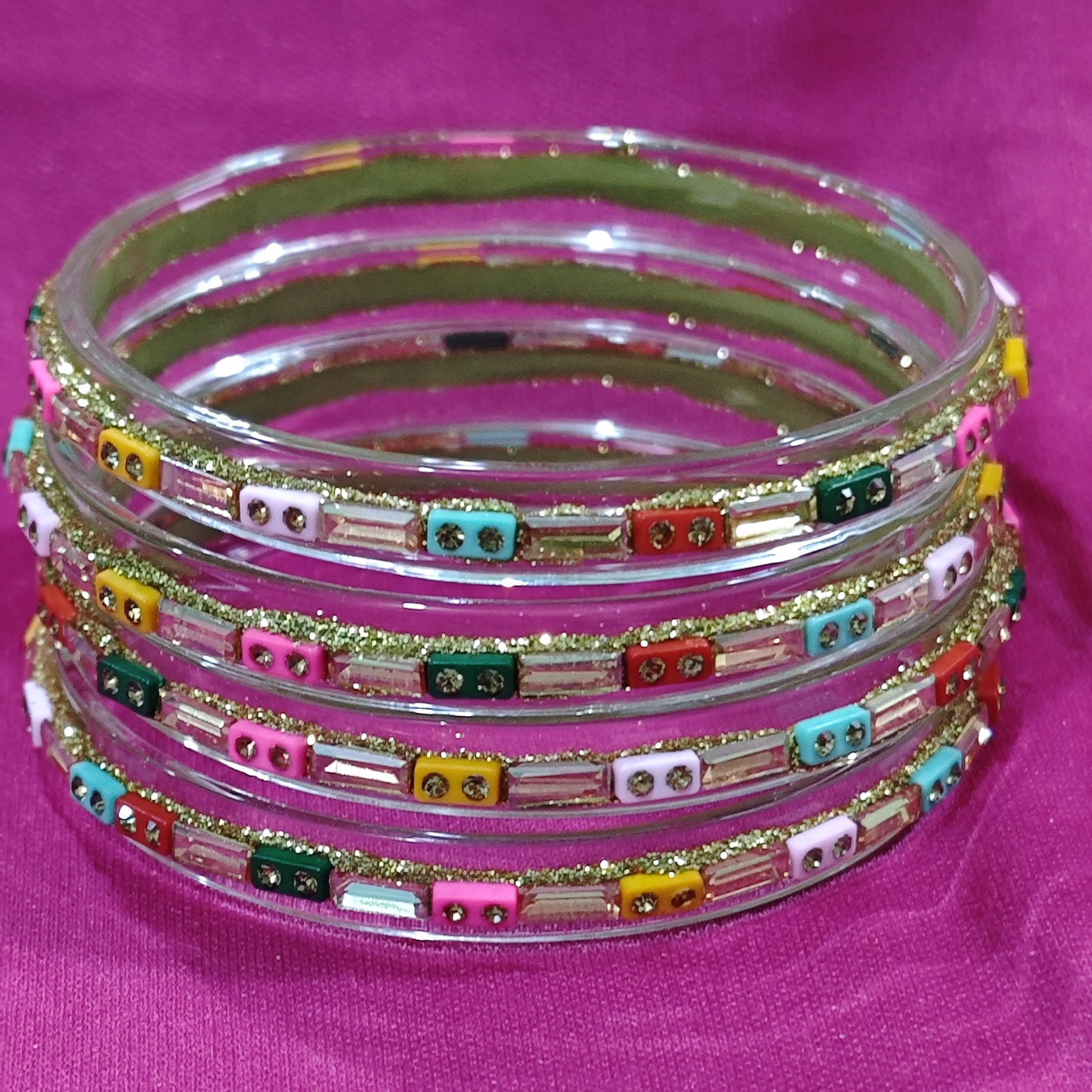 Multicolored Glass Bangles