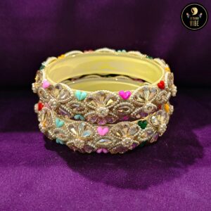 Multicoloured Heart Flower Designer Bangles