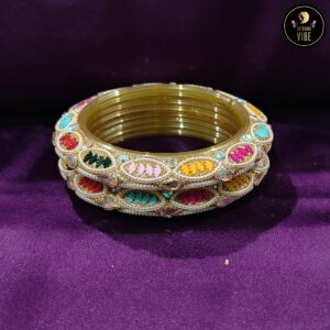 Multicoloured Zircon Beads Designer Bangles