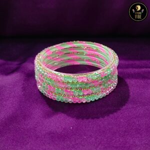 Pink Green Glass Bangles
