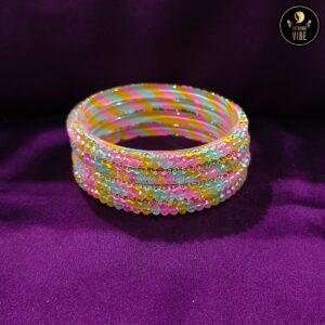 Pink Green Yellow Glass Bangles
