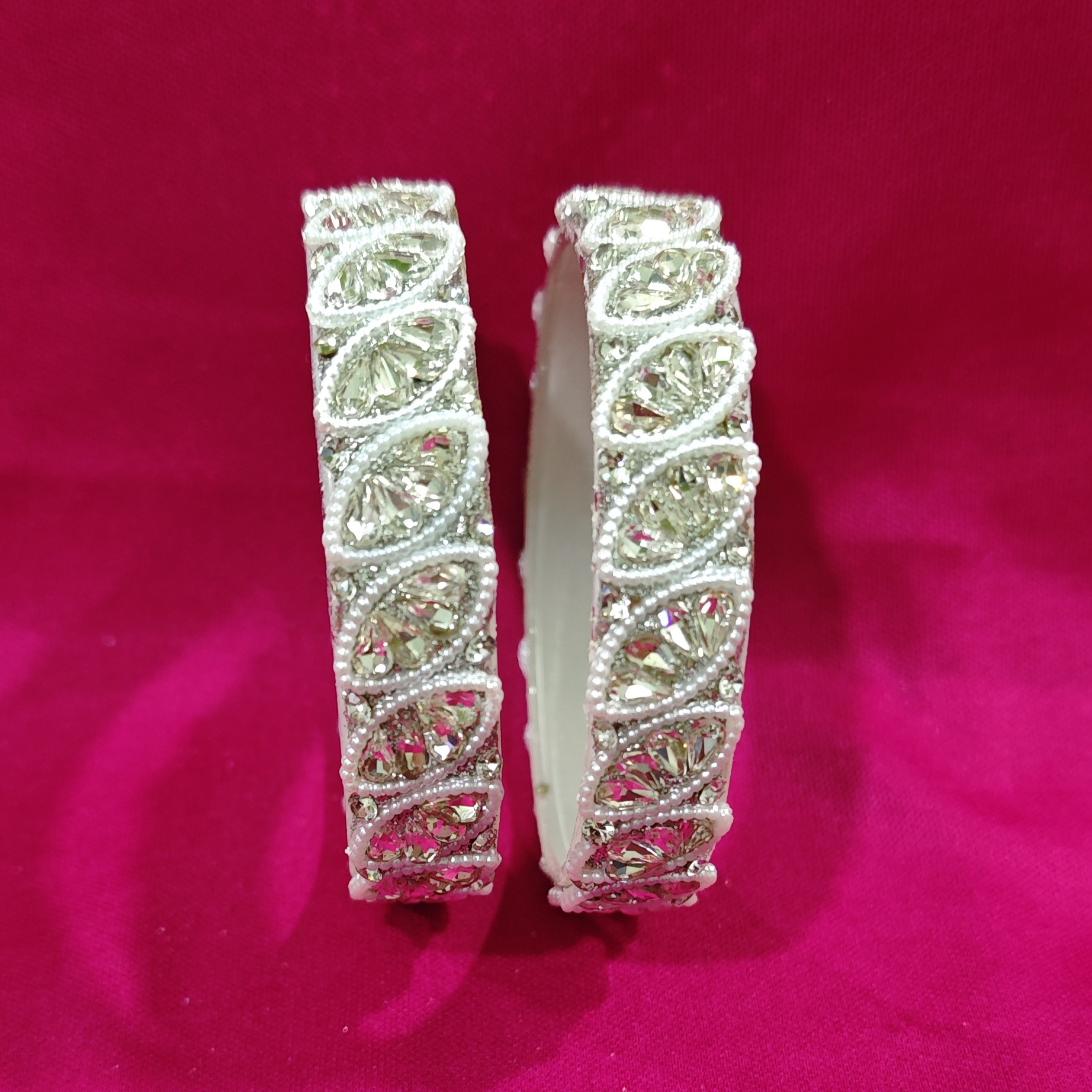 Silver Crystal Beads Bangles - Image 2