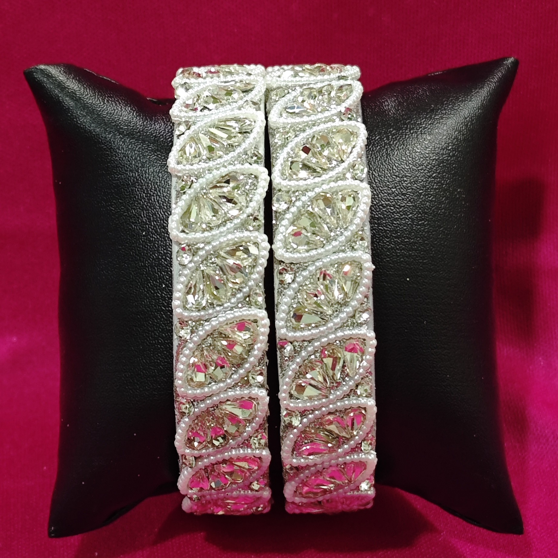 Silver Crystal Beads Bangles - Image 3