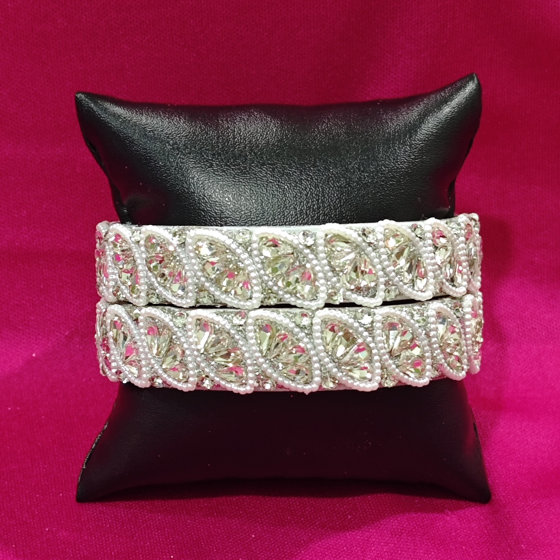 Silver Crystal Beads Bangles - Image 4