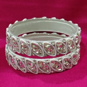 Silver Crystal Beads Bangles
