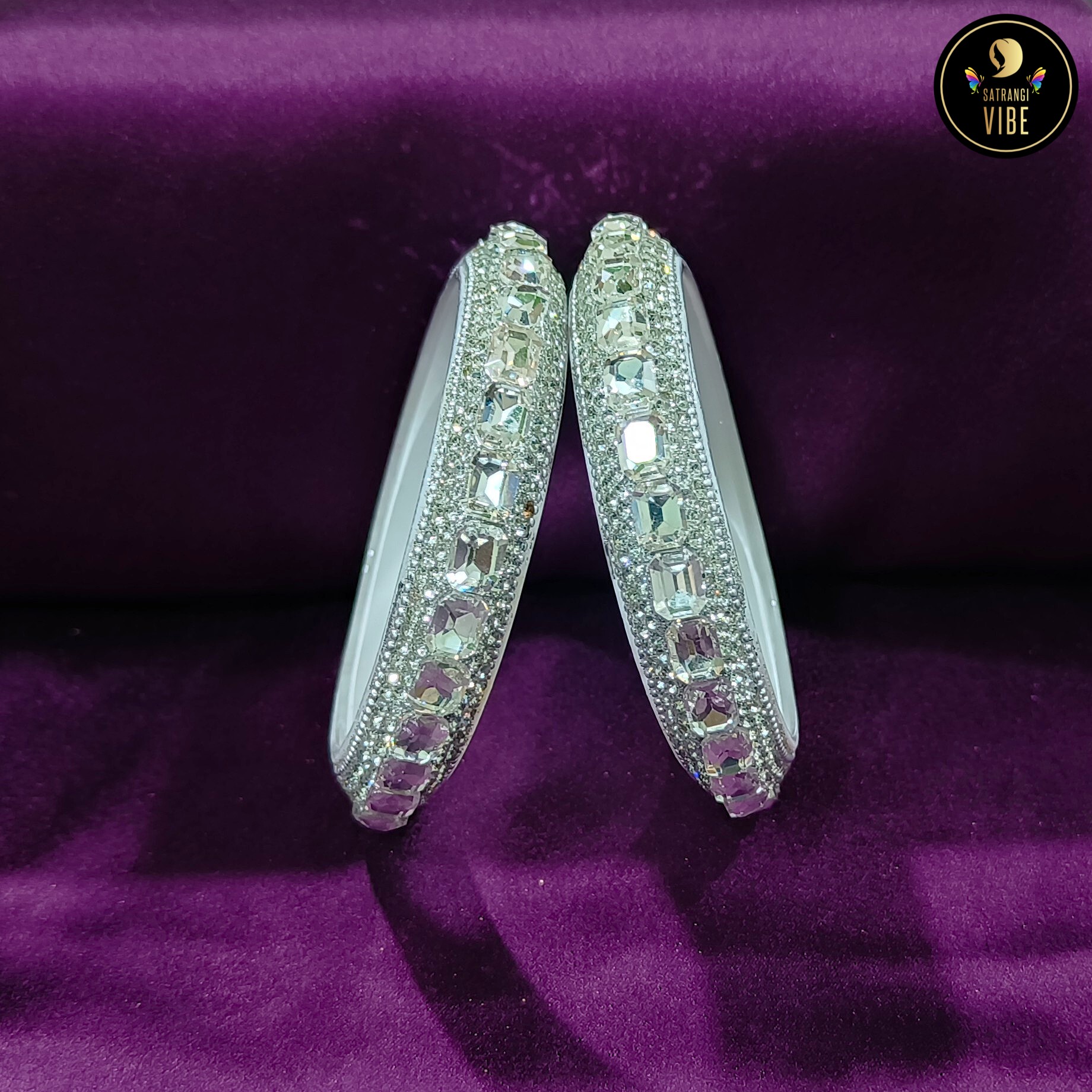 Silver Crystal Beads Bangles - Image 3
