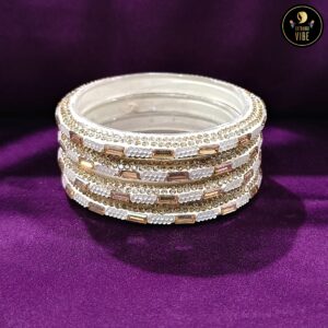 White Gold Zircon Designer Bangles