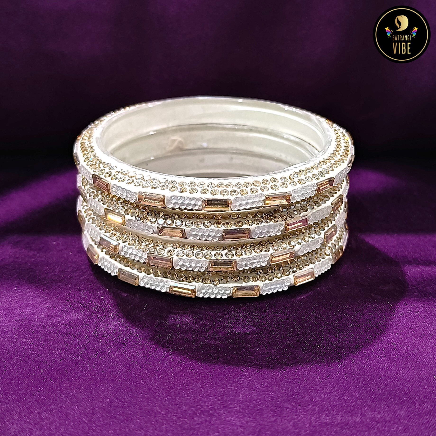 White Gold Zircon Designer Bangles
