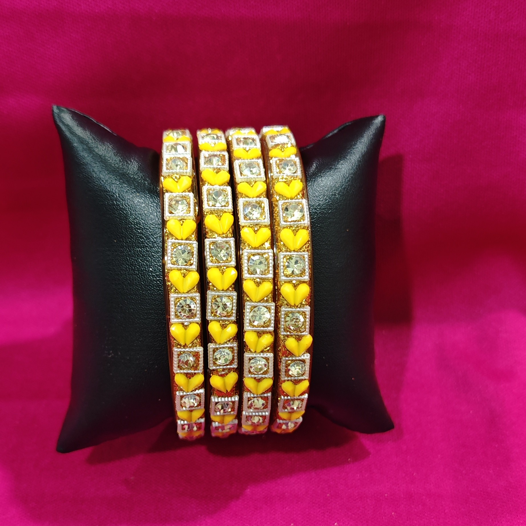Yellow Heart Glass Bangles - Image 2
