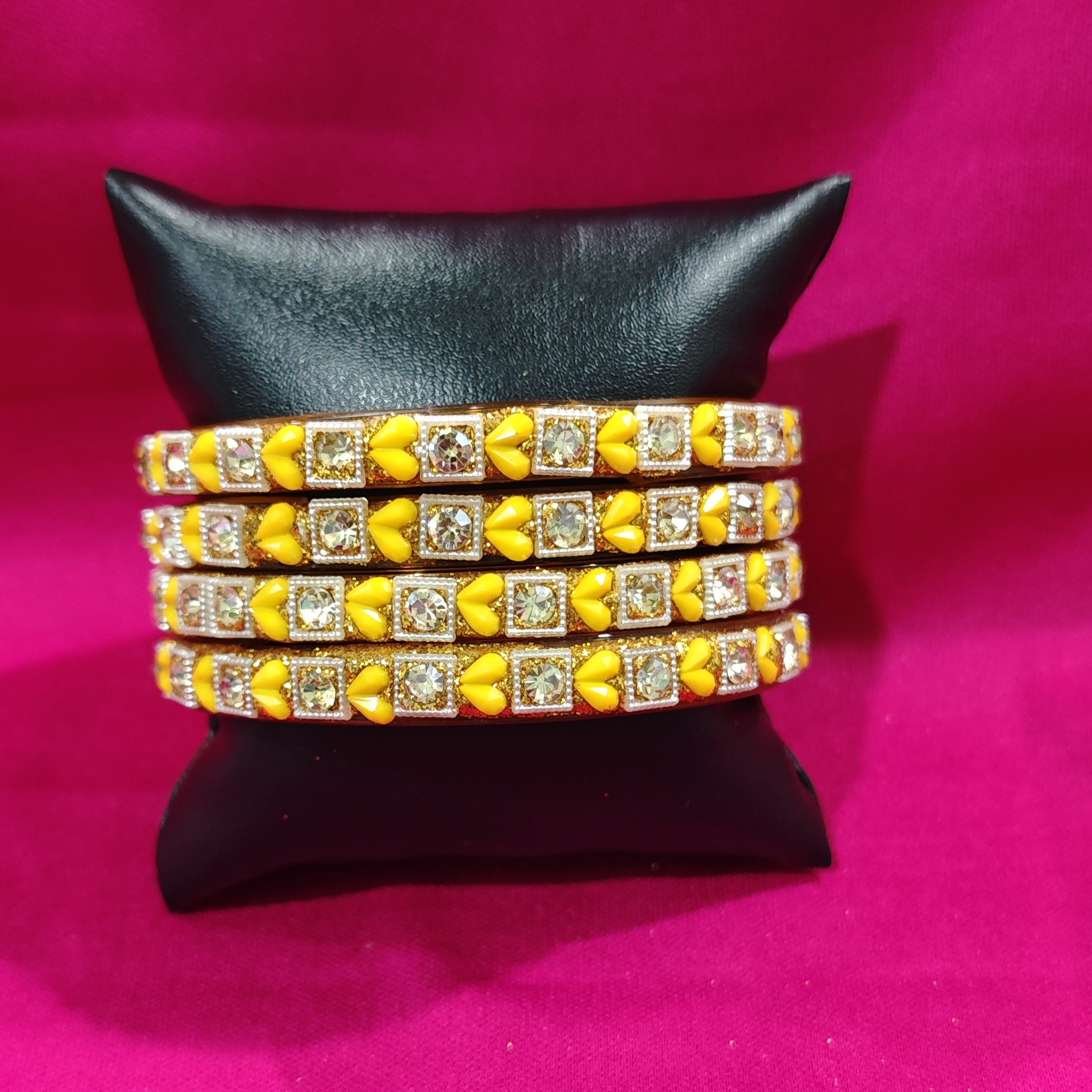 Yellow Heart Glass Bangles - Image 3