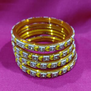 Yellow Heart Glass Bangles