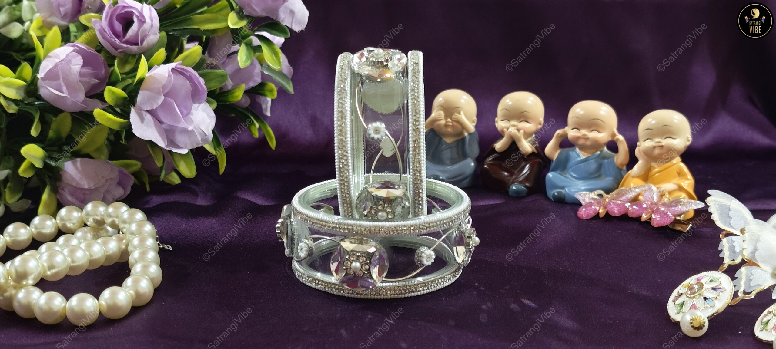 Set of Six Borosil Silver Bangles