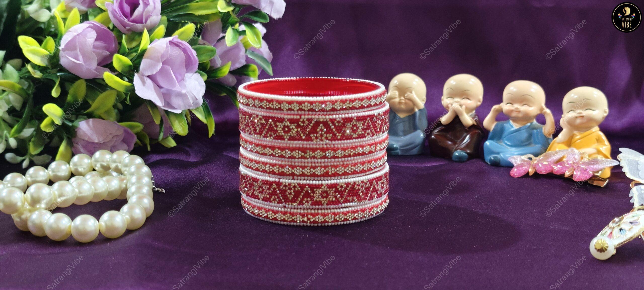 Set of Six Bridal Red Bangles