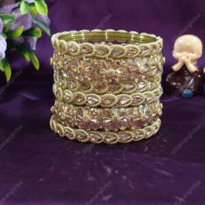 Set of Six Golden Flower Bangles
