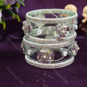Set of Six Borosil Silver Bangles Set