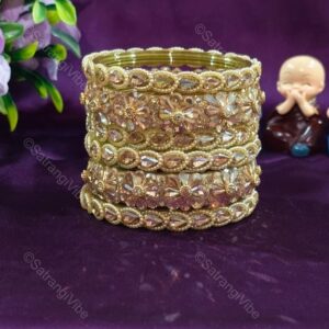 Set of Six Golden Flower Bangles Set