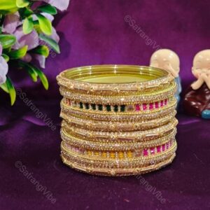Set of Six Jaipuri Golden Bangles Set