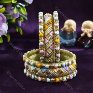 Set of Six Multi Colored Light Heart Bangles Set