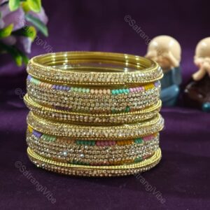 Set of Six Multi Colored Slope Bangles Set