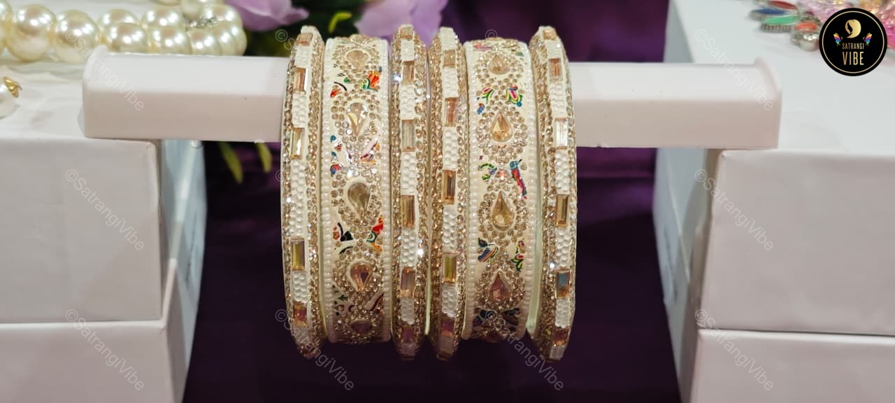 Set of Six Offwhite Bangles Set - Image 3