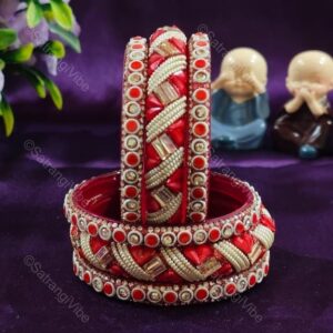 Set of Six Red Heart Circle Bangles Set