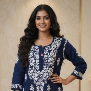 chikan-handcraft-navyblue-kurti