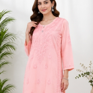 Chikan-Kurti-Peach