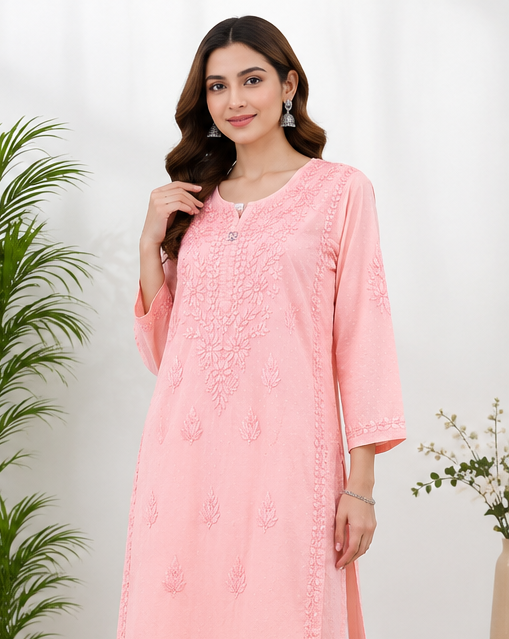 Chikan-Kurti-Peach