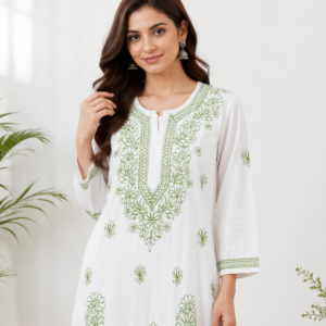 white-green-kurti