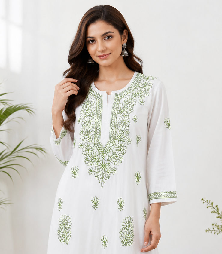 white-green-kurti