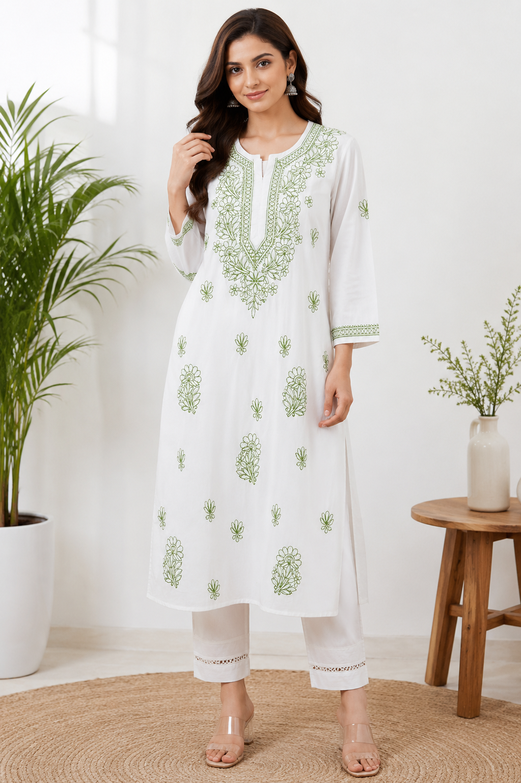white-green-kurti