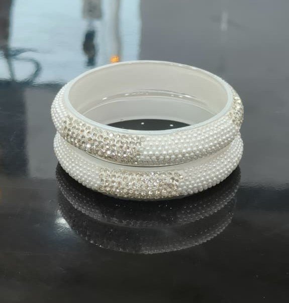 White Beads Zircon Bangles - Image 3