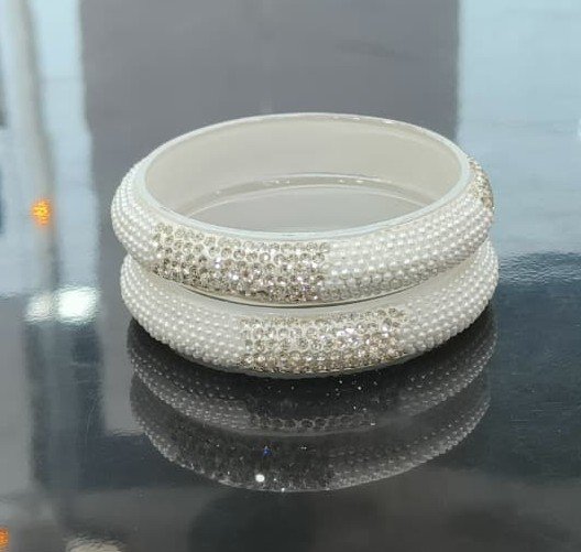 White Beads Zircon Bangles - Image 2
